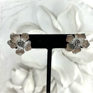 Dogwood Flower Silver Tone Earrings